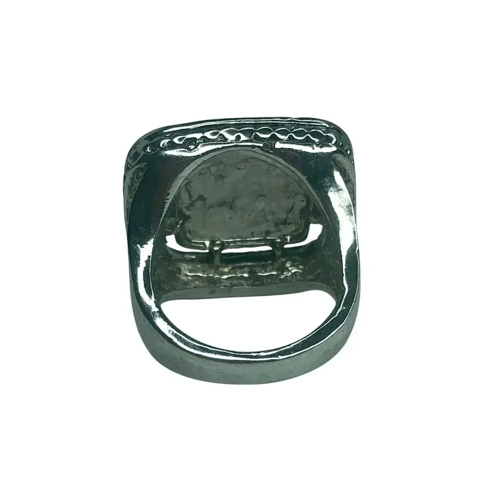 Silver and Gold Square Ring - Size 6.5